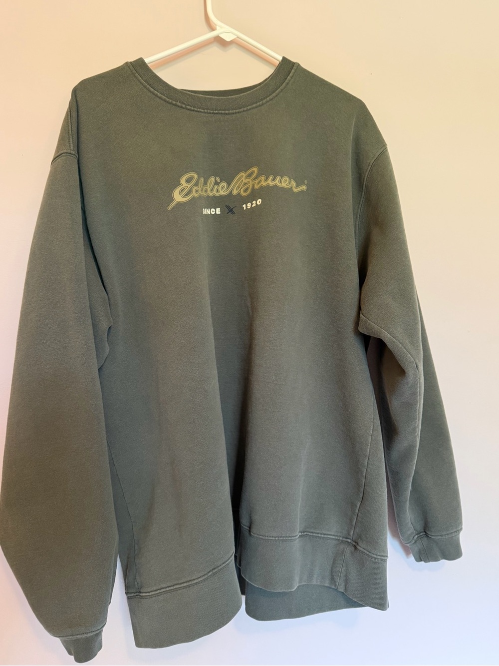 Eddie Bauer Olive Green Crewneck Sweatshirt with Script Logo
